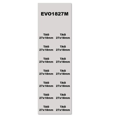 Tabliczki PVC 18x27 mm, srebrne (288 szt.), EVO1827M