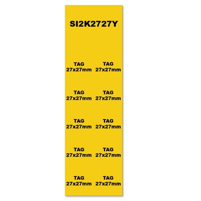Oznaczniki nieprzylepne z PVC, 27x27 mm, żółte, SI2K2727Y