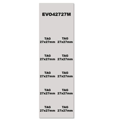 Tabliczki samoprzylepne, 27x27 mm, srebrne (288 szt.), EVO42727M