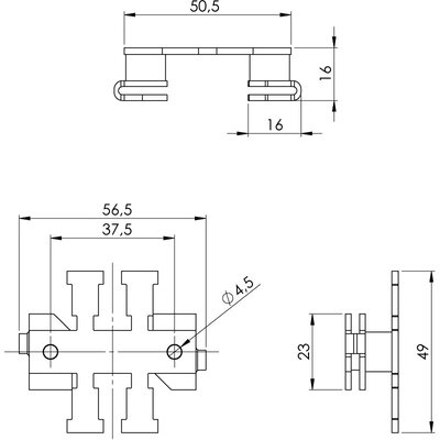 Listwa mocująca EMC KAFM 2/SC, 36412 - schemat