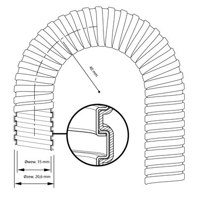 Wąż ochronny do kabli, metalowy z powłoką, średnica nominalna 13 mm, Ondaplast HF-UV, 96013