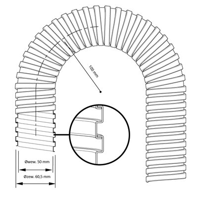 Wąż ochronny do kabli, metalowy z powłoką, średnica nominalna 2 1/2", Interplast, 44250