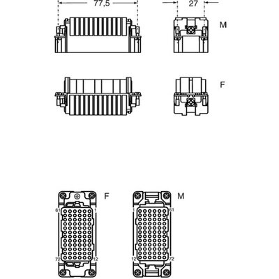 Wkładka złącza przemysłowego 77.27, CDDM 72 - schemat