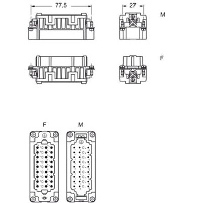 Wkładka złącza przemysłowego 77.62, CDSF 27 N - schemat