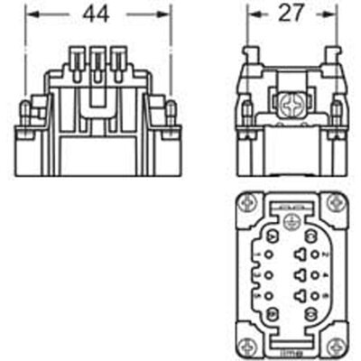 Wkładka złącza przemysłowego 44.27, CDSHM 06 NC - schemat