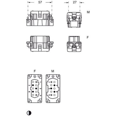 Wkładka złącza przemysłowego 57.27, CMCEF 03 - schemat