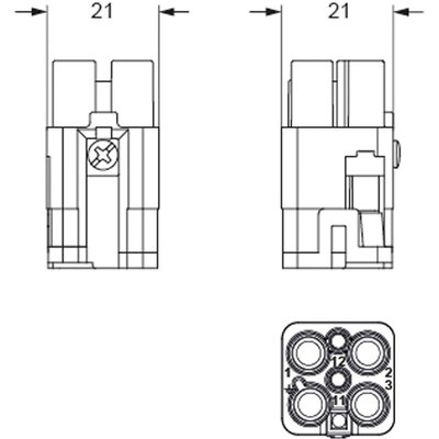 Wkładka złącza przemysłowego 21.21, CQ4F 03/2 - schemat