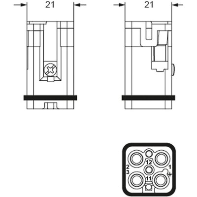 Wkładka złącza przemysłowego 21.21, CQ4M 03/2 - schemat