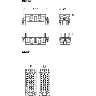 Wkładka złącza przemysłowego 77.27, CQEF 32 - schemat