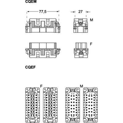 Wkładka złącza przemysłowego 77.62, CQEF 32 N - schemat