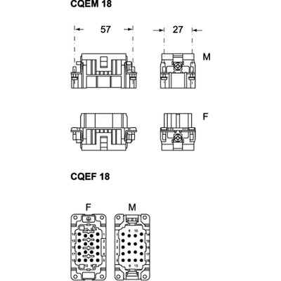Wkładka złącza przemysłowego 57.27, CQEF 18 - schemat