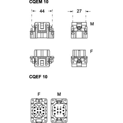 Wkładka złącza przemysłowego 44.27, CQEM 10 - schemat
