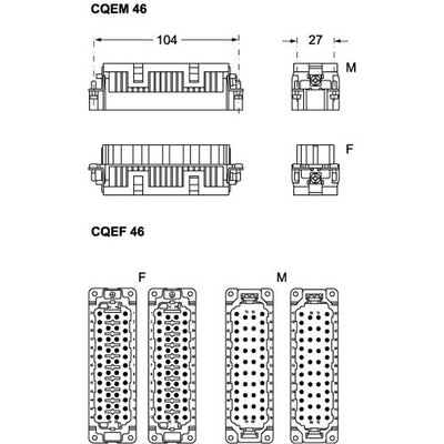 Wkładka złącza przemysłowego 104.62, CQEF 46 N - schemat