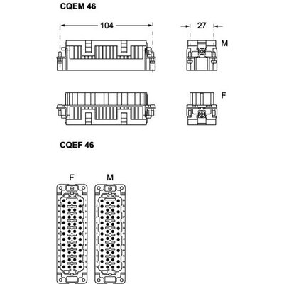 Wkładka złącza przemysłowego 104.27, CQEF 46 - schemat
