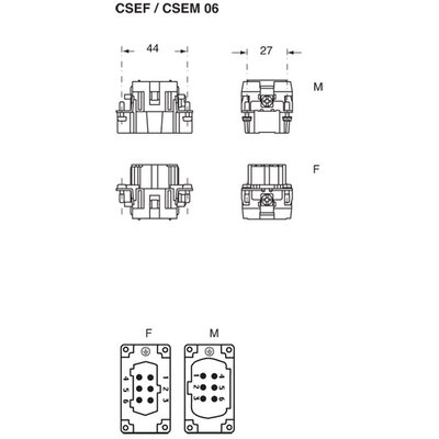Wkładka złącza przemysłowego 44.27, CSEM 06 - schemat