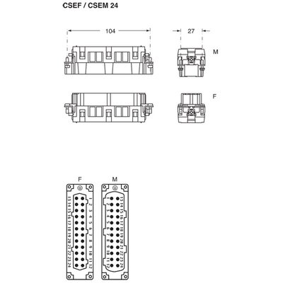 Wkładka złącza przemysłowego 104.27, CSEF 24 - schemat