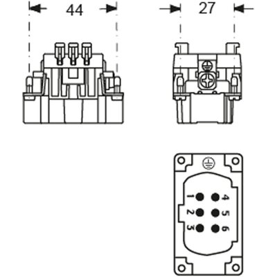 Wkładka złącza przemysłowego 44.27, CSHM 06 S - schemat