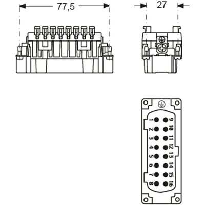 Wkładka złącza przemysłowego 77.27, CSHM 16 S - schemat