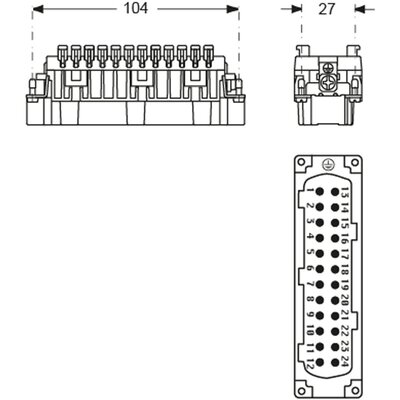 Wkładka złącza przemysłowego 104.27, CSHM 24 S - schemat