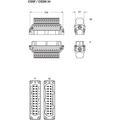 Wkładka złącza przemysłowego 104.27, CSSF 24 - schemat