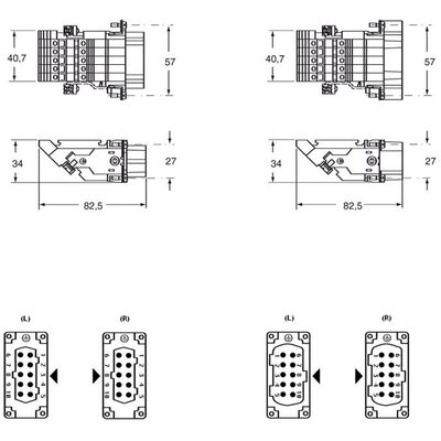 Wkładka złącza przemysłowego 57.27, CTM 10 L - schemat