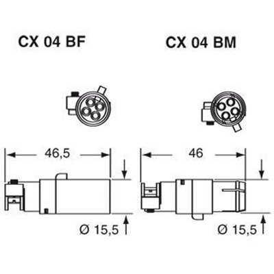 Wkładka złącza przemysłowego, CX 04 BF - schemat
