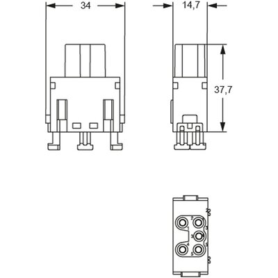 Wkładka złącza przemysłowego, CX 05 SHF - schemat