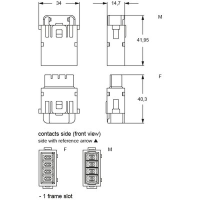 Wkładka złącza przemysłowego, CX 08 I6F - schemat