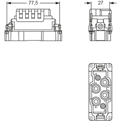 Wkładka złącza przemysłowego 77.27, CXCM 4/2 - schemat