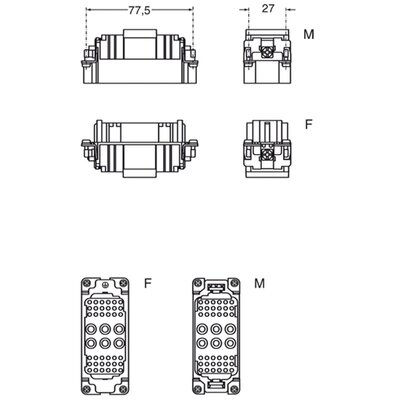 Wkładka złącza przemysłowego 77.27, CXM 6/36 - schemat