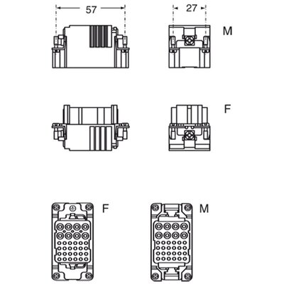 Wkładka złącza przemysłowego 57.27, CXM 8/24 - schemat