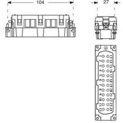 Wkładka złącza przemysłowego 104.27, RCEM 24 - schemat