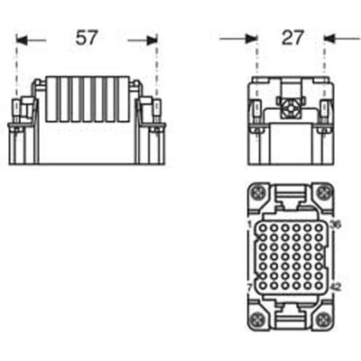 Wkładka złącza przemysłowego 57.27, RDDM 42 - schemat