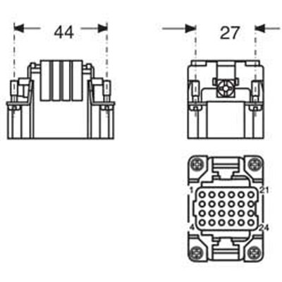 Wkładka złącza przemysłowego 44.27, RDDM 24 - schemat