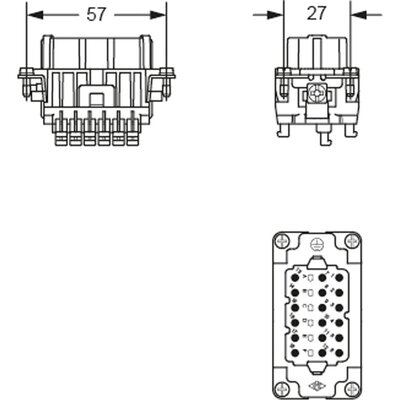 Wkładka złącza przemysłowego 57.27, RDSHF 18 - schemat