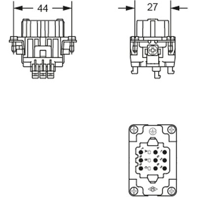 Wkładka złącza przemysłowego 44.27, RDSHF 09 - schemat