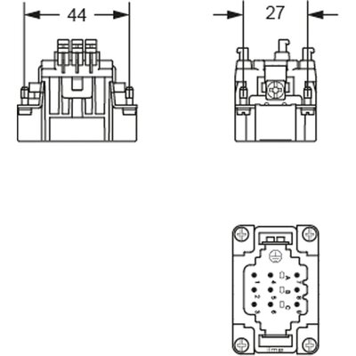 Wkładka złącza przemysłowego 44.27, RDSHM 09 - schemat