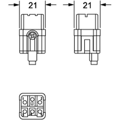 Wkładka złącza przemysłowego 21.21, RQF 05 - schemat