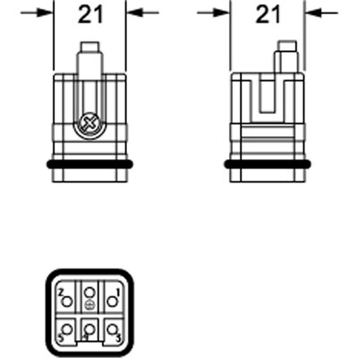 Wkładka złącza przemysłowego 21.21, RQM 05 - schemat