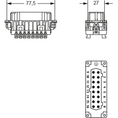 Wkładka złącza przemysłowego 77.27, RSHF 16 - schemat