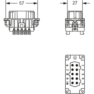 Wkładka złącza przemysłowego 57.27, RSHF 10 - schemat