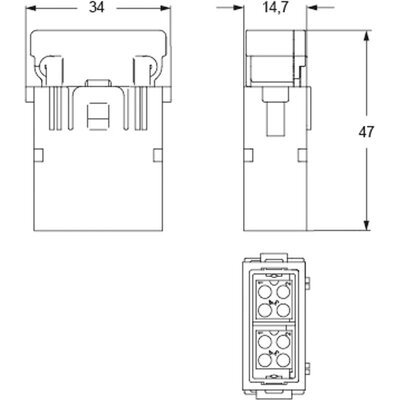 Wkładka złącza przemysłowego, RX 08 D5M - schemat