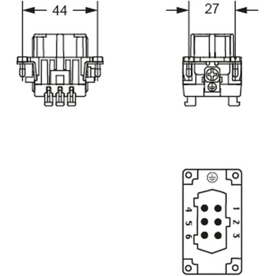 Wkładka złącza przemysłowego 44.27, RSHF 06 - schemat