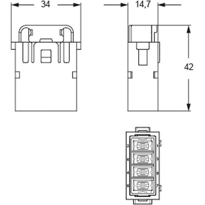 Wkładka złącza przemysłowego, RX 08 I6M - schemat