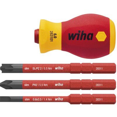 Wkrętak z uchwytem na bity zestaw slimVario® electric Stubby, 41230