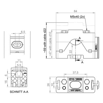 Modułowy zacisk kablowy, MSMC 10-22 Set B - schemat