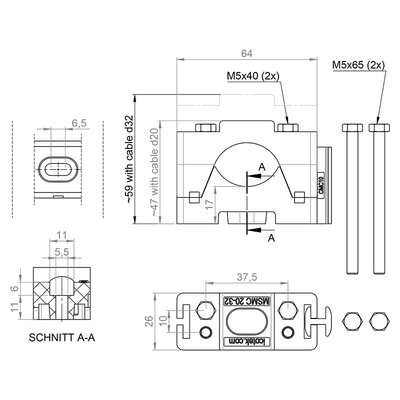 Modułowy zacisk kablowy MSMC 20-32 Set A - schemat