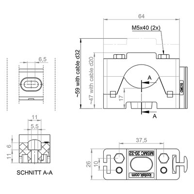 Modułowy zacisk kablowy MSMC 20-32 Set B - schmemat