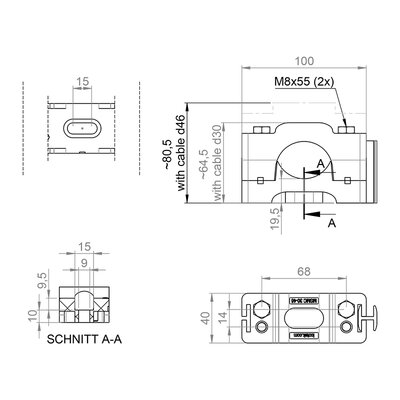 Modułowy zacisk kablowy MSMC 30-46 Set B - schemat