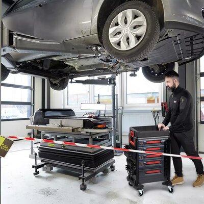 Wózek warsztatowy eMobility z wyposażeniem, 45801 - aplikacja